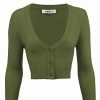 Cardigans | * Mak Sweaters Cropped Cardigan With 3/4 Sleeves In Sage