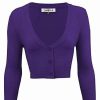 Cardigans | * Mak Sweaters Cropped Cardigan With 3/4 Sleeves In Grape