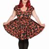 Dark Alternative | * Collectif Zita Skater Dress In Pumpkins And Cats Print