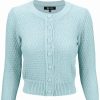 Cardigans | * Mak Sweaters Chunky Vintage Knit Cardigan With 3/4 Sleeves In Light Blue