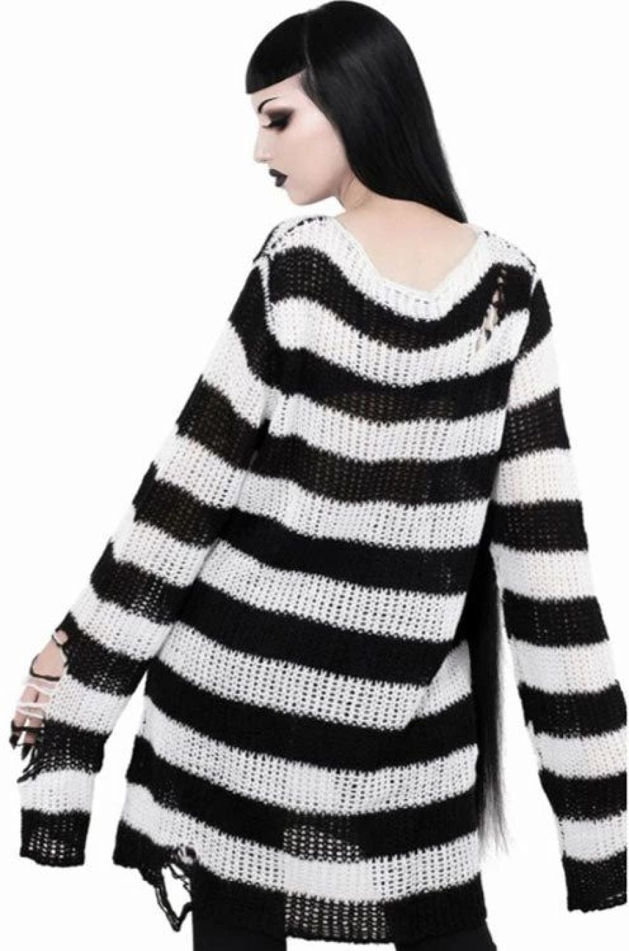 Dark Alternative | * Killstar Pugsley Punk Knit Sweater Black And White