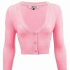 Cardigans | * Mak Sweaters Cropped Cardigan With 3/4 Sleeves In Light Pink