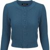 Cardigans | * Mak Sweaters Chunky Vintage Knit Cardigan With 3/4 Sleeves In Teal