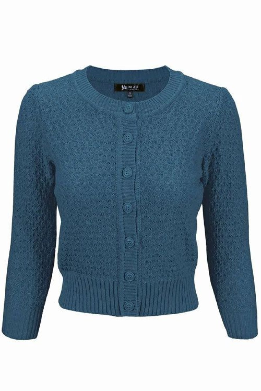 Cardigans | * Mak Sweaters Chunky Vintage Knit Cardigan With 3/4 Sleeves In Teal