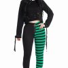 Dark Alternative | * Banned Half Black Half Stripe Leggings In Black & Green