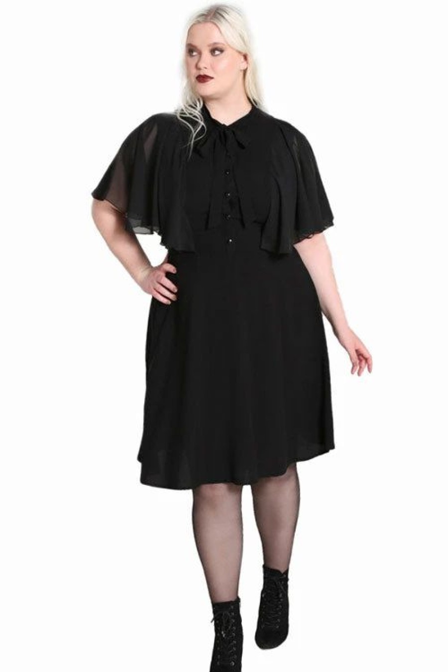 Dark Alternative | * Hell Bunny Isabelle Mid Dress Shawl Detail