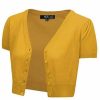 Cardigans | * Mak Sweaters Cropped Cardigan With Short Sleeves In Honey Yellow