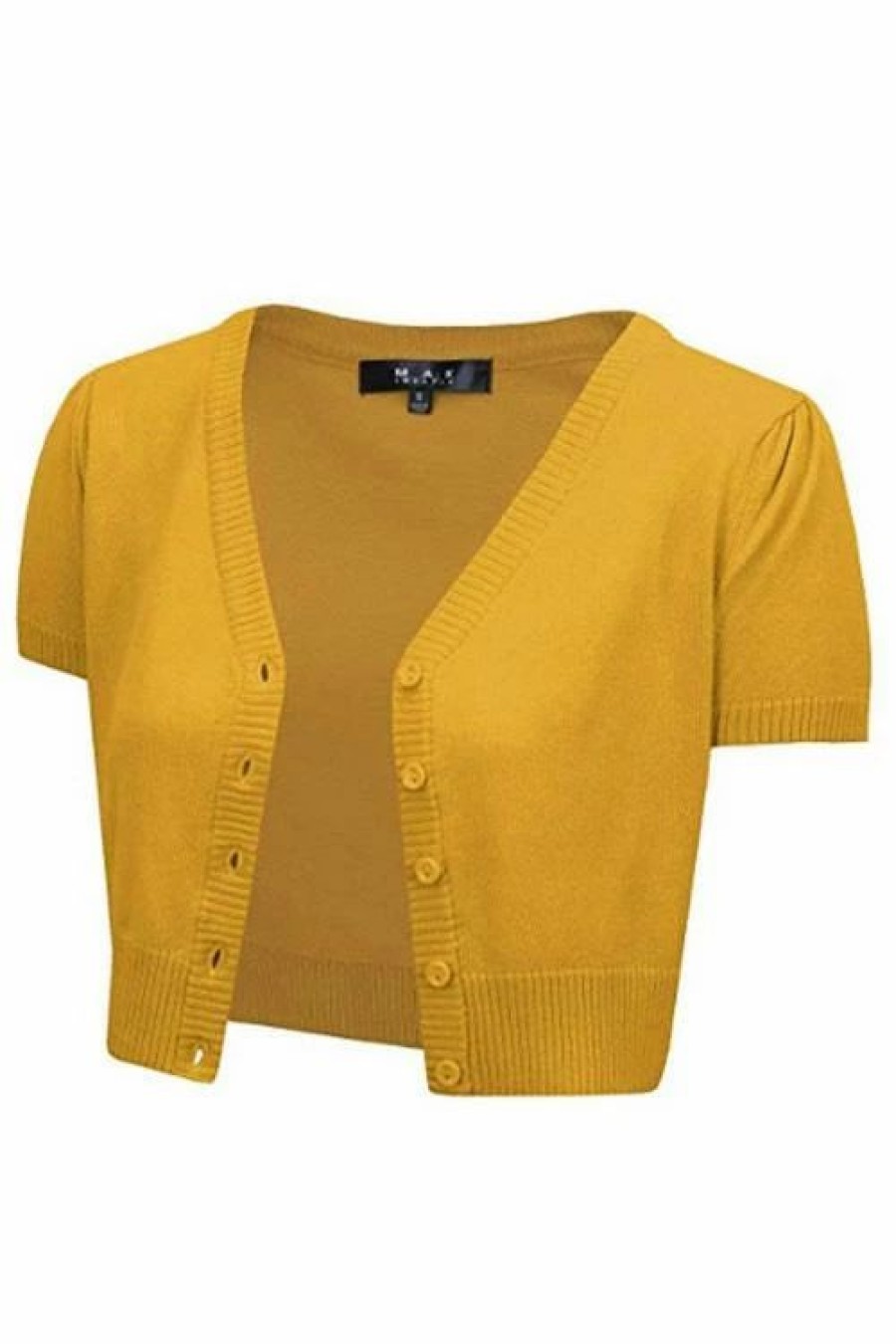 Cardigans | * Mak Sweaters Cropped Cardigan With Short Sleeves In Honey Yellow