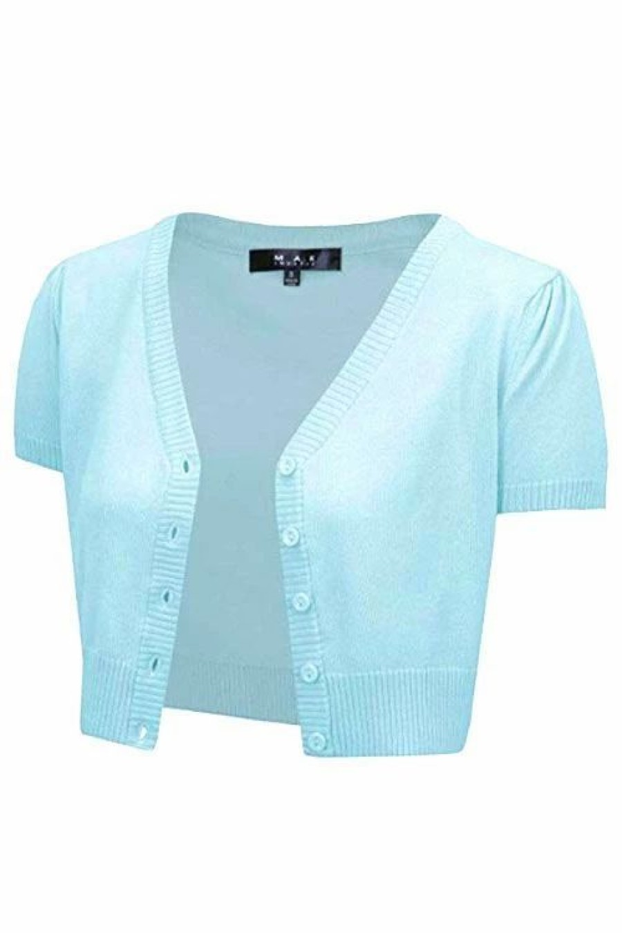 Cardigans | * Mak Sweaters Cropped Cardigan With Short Sleeves In Light Blue