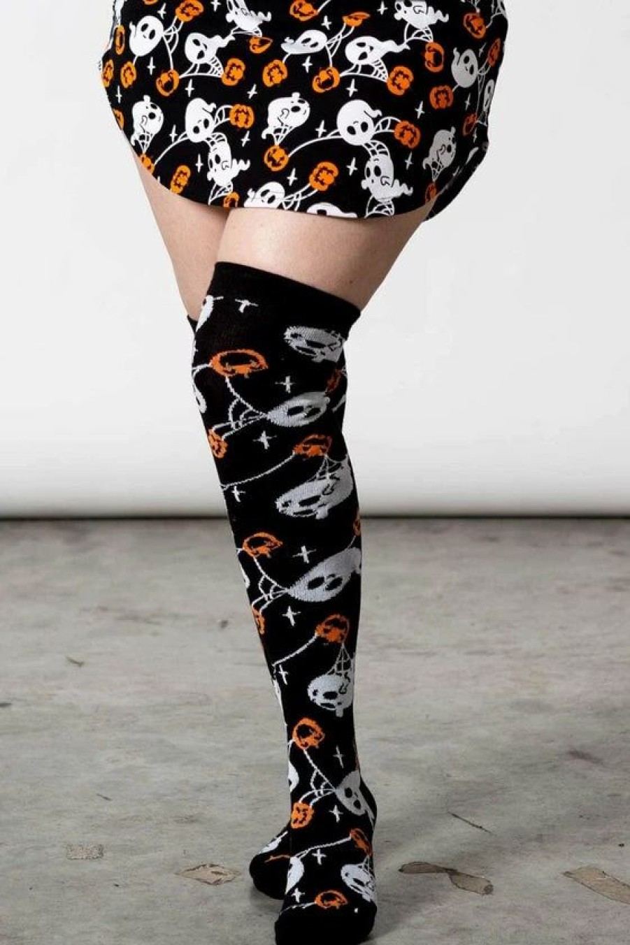 Dark Alternative | * Killstar Haunted Pumpkin Knee-High Socks Ghosts