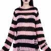 Dark Alternative | * Killstar Courtney Punk Knit Sweater Black And Pink