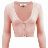 Cardigans | * Mak Sweaters Cropped Cardigan With 3/4 Sleeves In Peach Beige