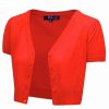 Cardigans | * Mak Sweaters Cropped Cardigan With Short Sleeves In Fiesta Orange