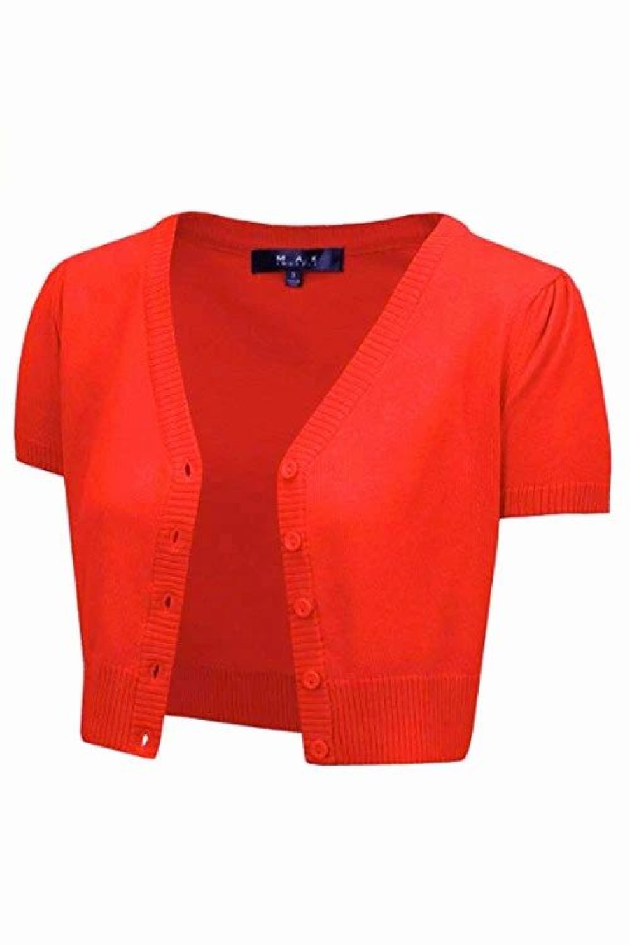 Cardigans | * Mak Sweaters Cropped Cardigan With Short Sleeves In Fiesta Orange