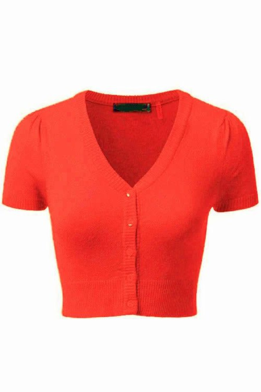 Cardigans | * Mak Sweaters Cropped Cardigan With Short Sleeves In Fiesta Orange