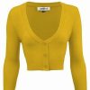 Cardigans | * Mak Sweaters Cropped Cardigan With 3/4 Sleeves In Honey Yellow