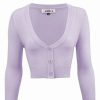 Cardigans | * Mak Sweaters Cropped Cardigan With 3/4 Sleeves In Lilac