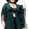 Dark Alternative | * Killstar Mythic Mind Velvet Kimono In Emerald Green Festival Ready Unicorns