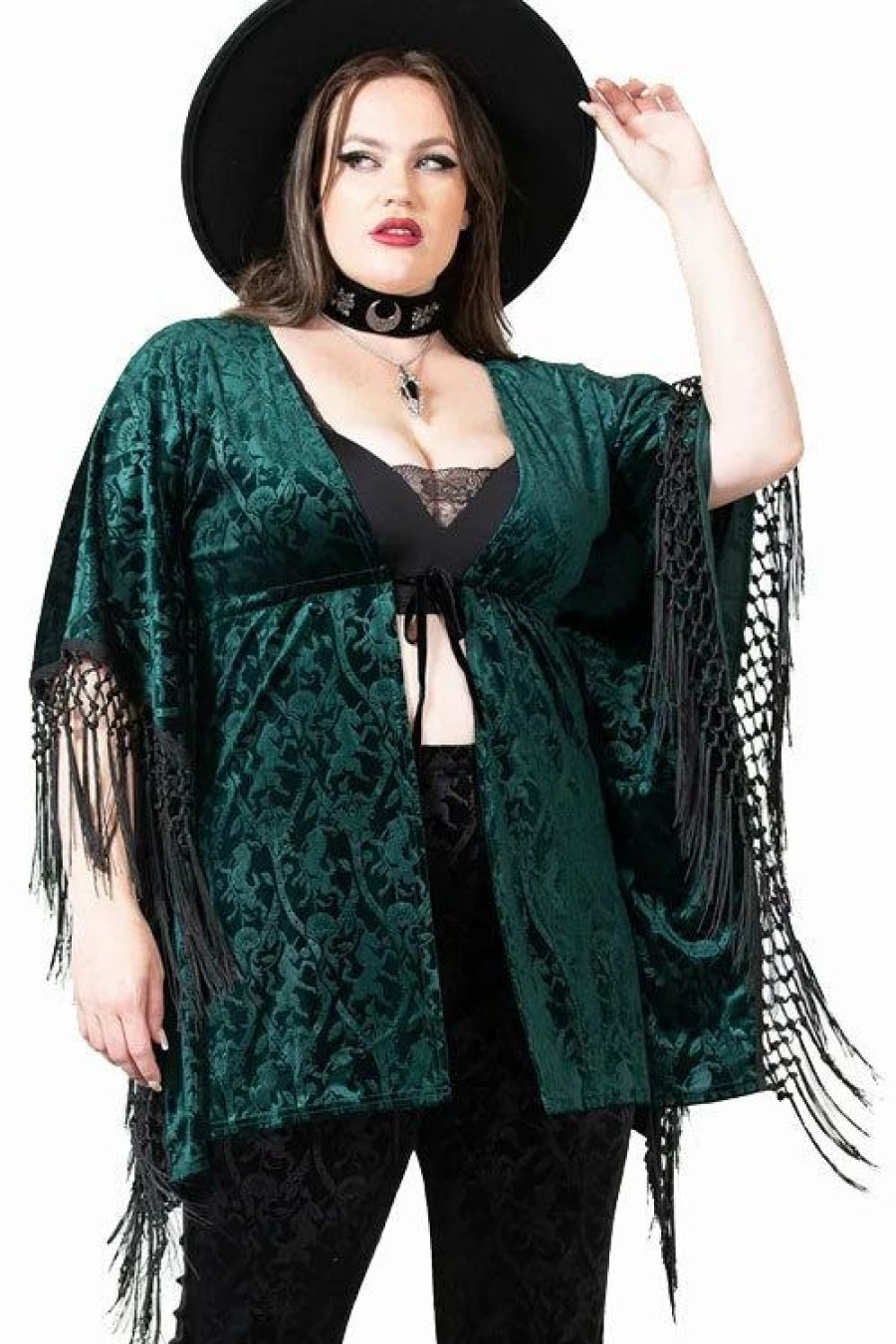 Dark Alternative | * Killstar Mythic Mind Velvet Kimono In Emerald Green Festival Ready Unicorns