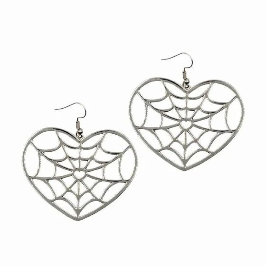 Dark Alternative | * Kreepsville 666 Large Web Heart Earrings