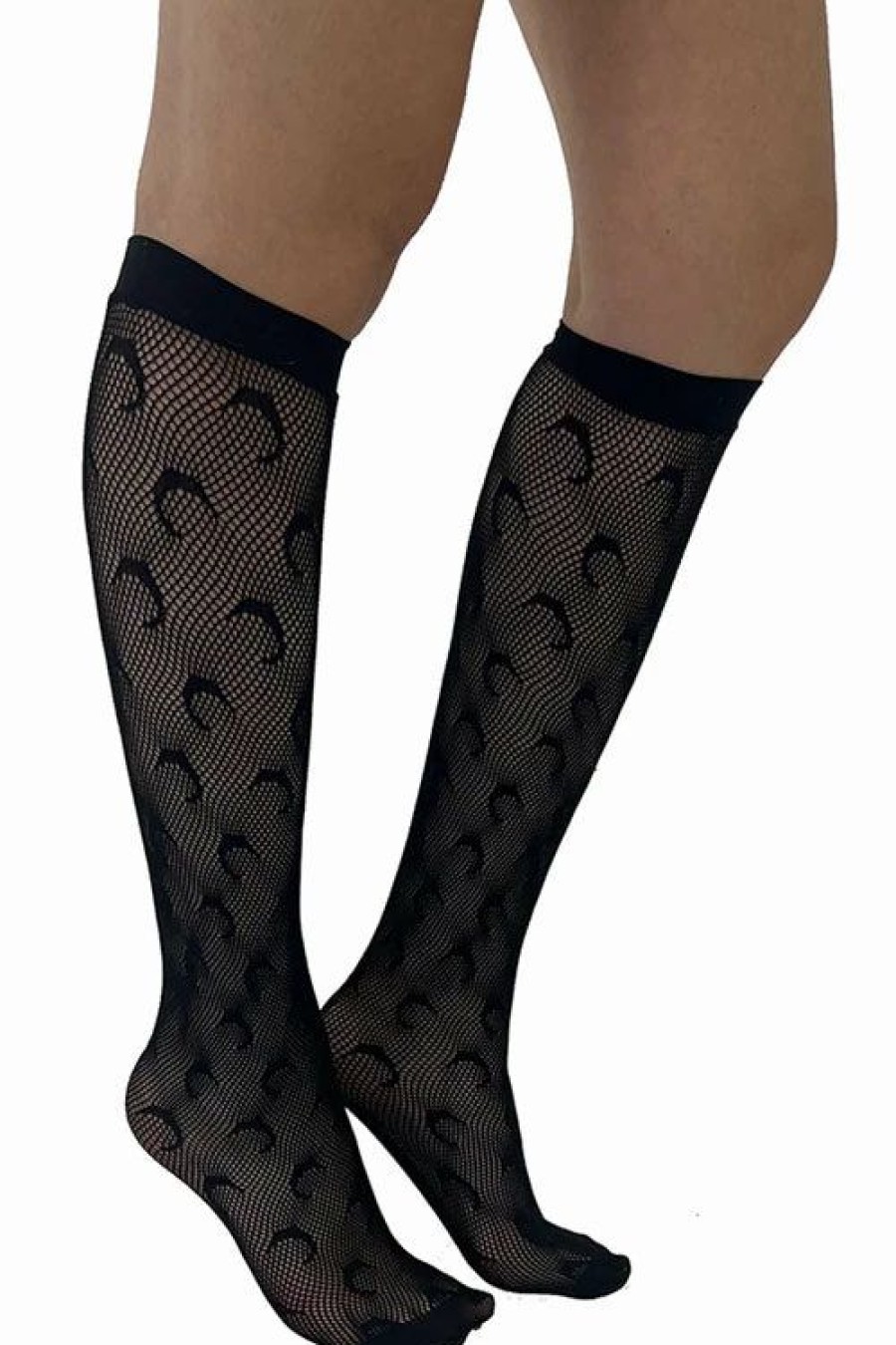 Dark Alternative | * Pamela Mann Hosiery Pamela Mann Crescent Moon Net Knee Socks Black