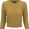 Cardigans | * Mak Sweaters Chunky Vintage Knit Cardigan With 3/4 Sleeves In Bronze (Mustard)