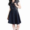 Desirable Denim | * Hell Bunny Dakota Pinafore Dress In Navy Denim