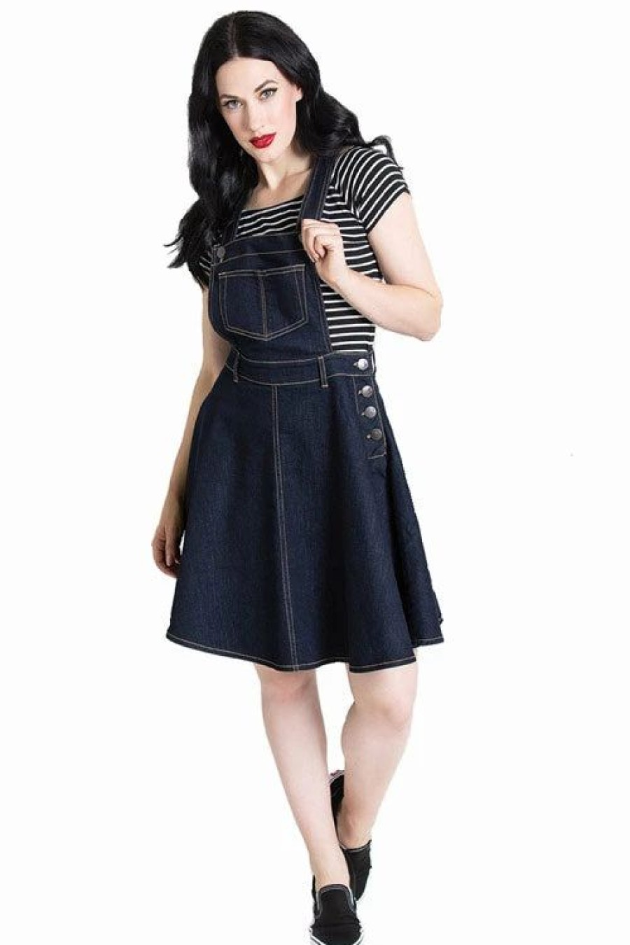 Desirable Denim | * Hell Bunny Dakota Pinafore Dress In Navy Denim