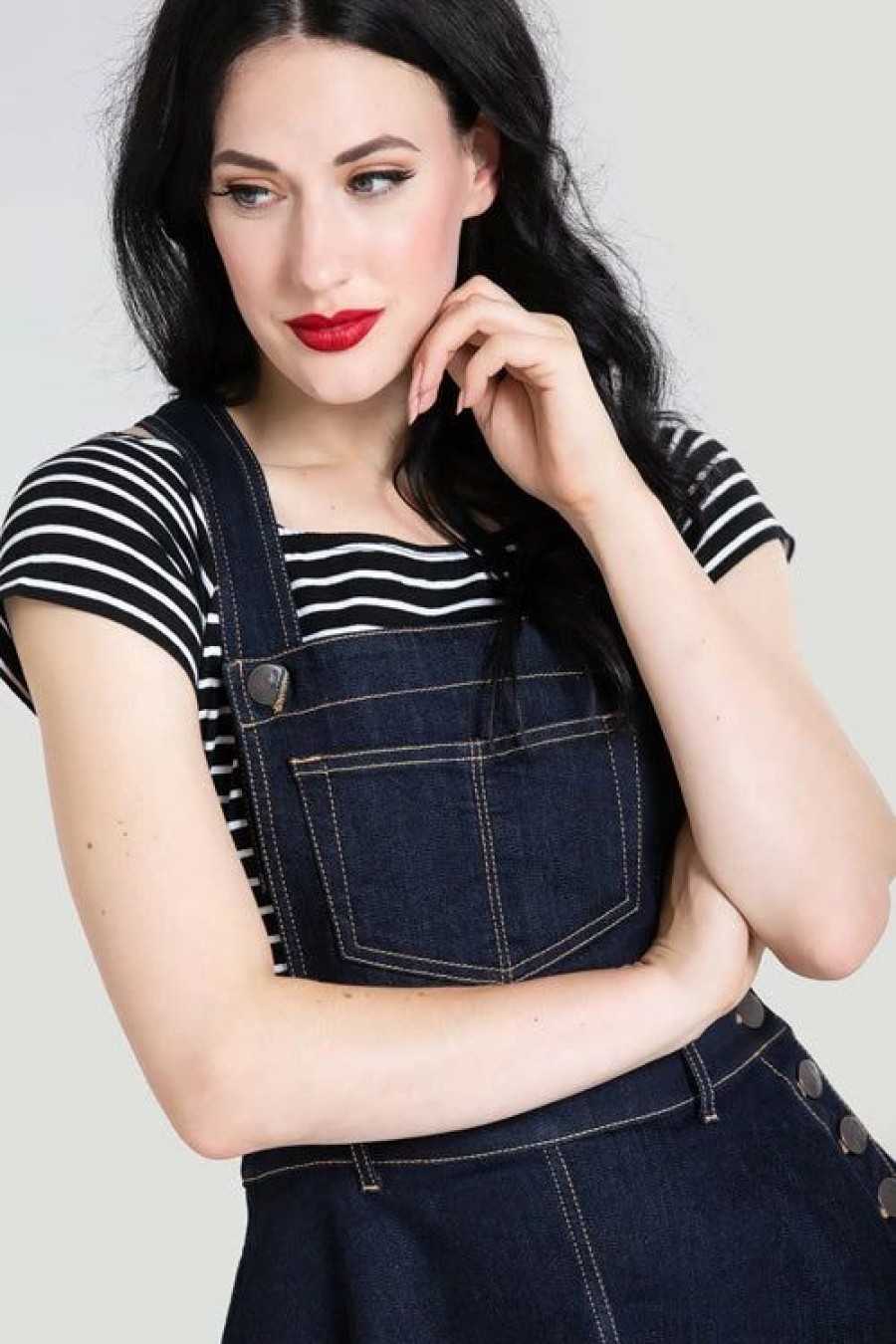 Desirable Denim | * Hell Bunny Dakota Pinafore Dress In Navy Denim