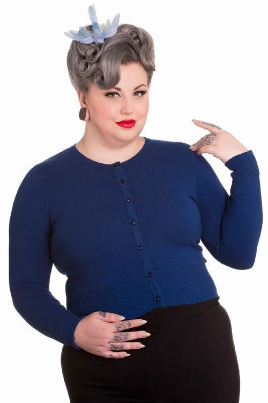 Cardigans | * Hell Bunny Paloma Cardigan In Navy Blue