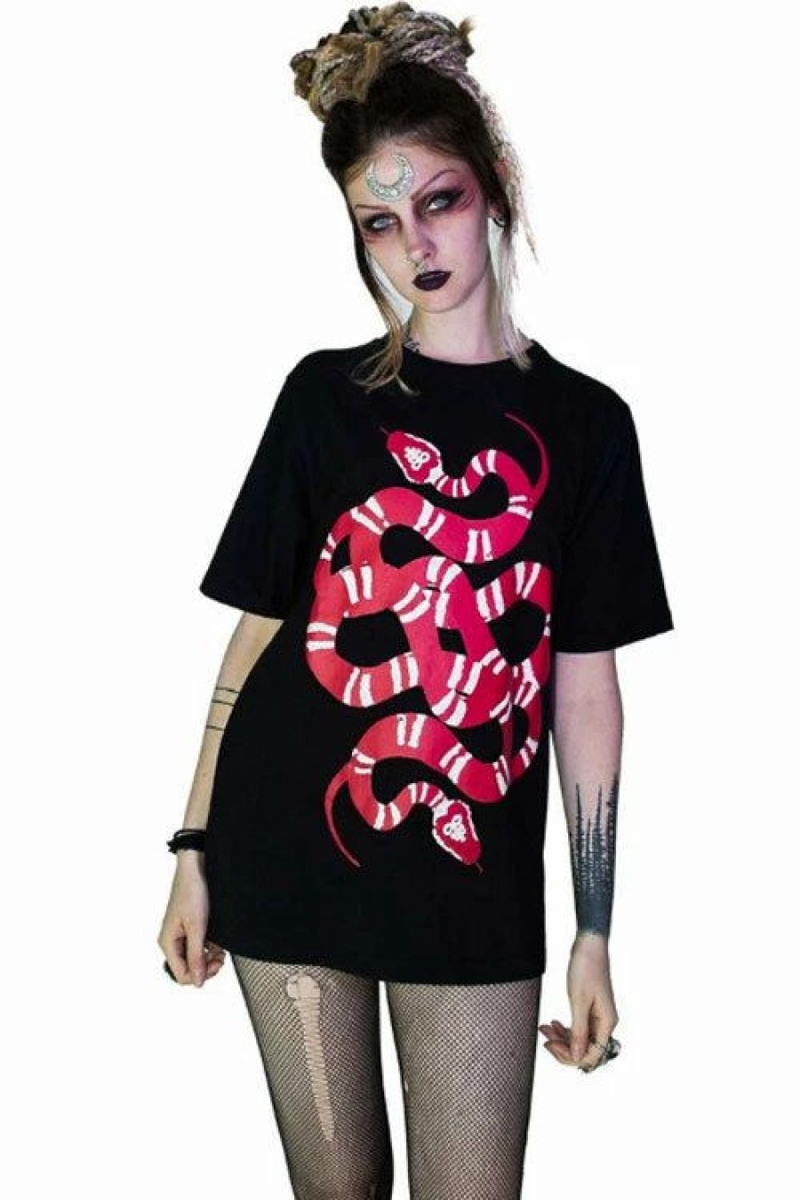 Dark Alternative | * Dr Faust Mens Black T-Shirt In Sutton Red Snake