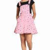 Dark Alternative | * Hell Bunny Bat Pinafore Dress In Pink Embroidered Pattern