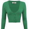 Cardigans | * Mak Sweaters Cropped Cardigan With 3/4 Sleeves In Kelly Green