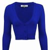 Cardigans | * Mak Sweaters Cropped Cardigan With 3/4 Sleeves In Royal Blue