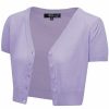 Cardigans | * Mak Sweaters Cropped Cardigan With Short Sleeves In Lilac