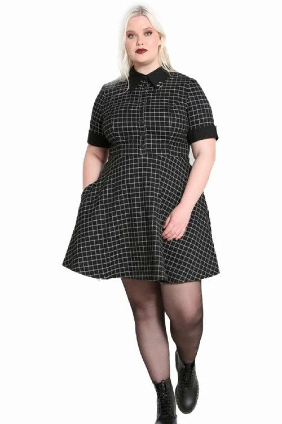 Dark Alternative | * Hell Bunny Tate Mini Dress With Check And Piercing Details Grunge