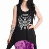 Dark Alternative | * Banned Skeleton Wings Asymmetric Hem Top With Back Cut Outs Ouija Skulls Butterfly