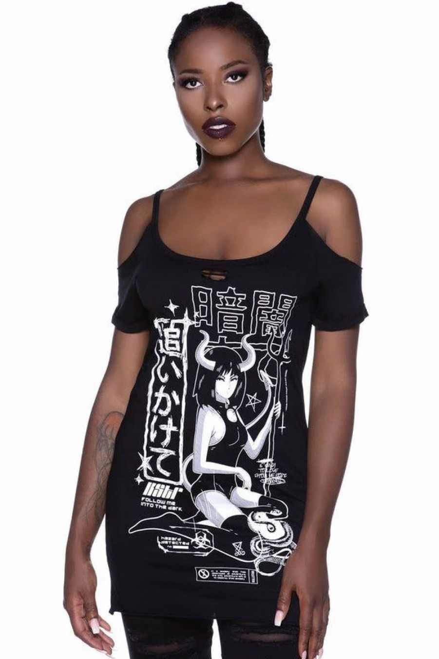 Dark Alternative | * Killstar Follow Me Distressed Tunic Top