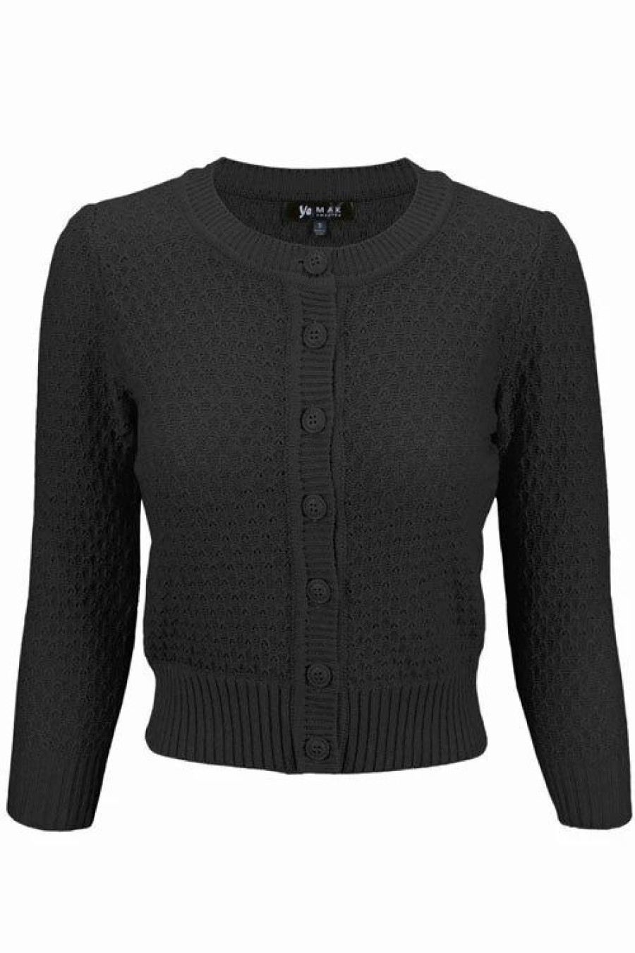 Cardigans | * Mak Sweaters Chunky Vintage Knit Cardigan With 3/4 Sleeves In Black