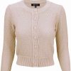 Cardigans | * Mak Sweaters Chunky Vintage Knit Cardigan With 3/4 Sleeves In Blush