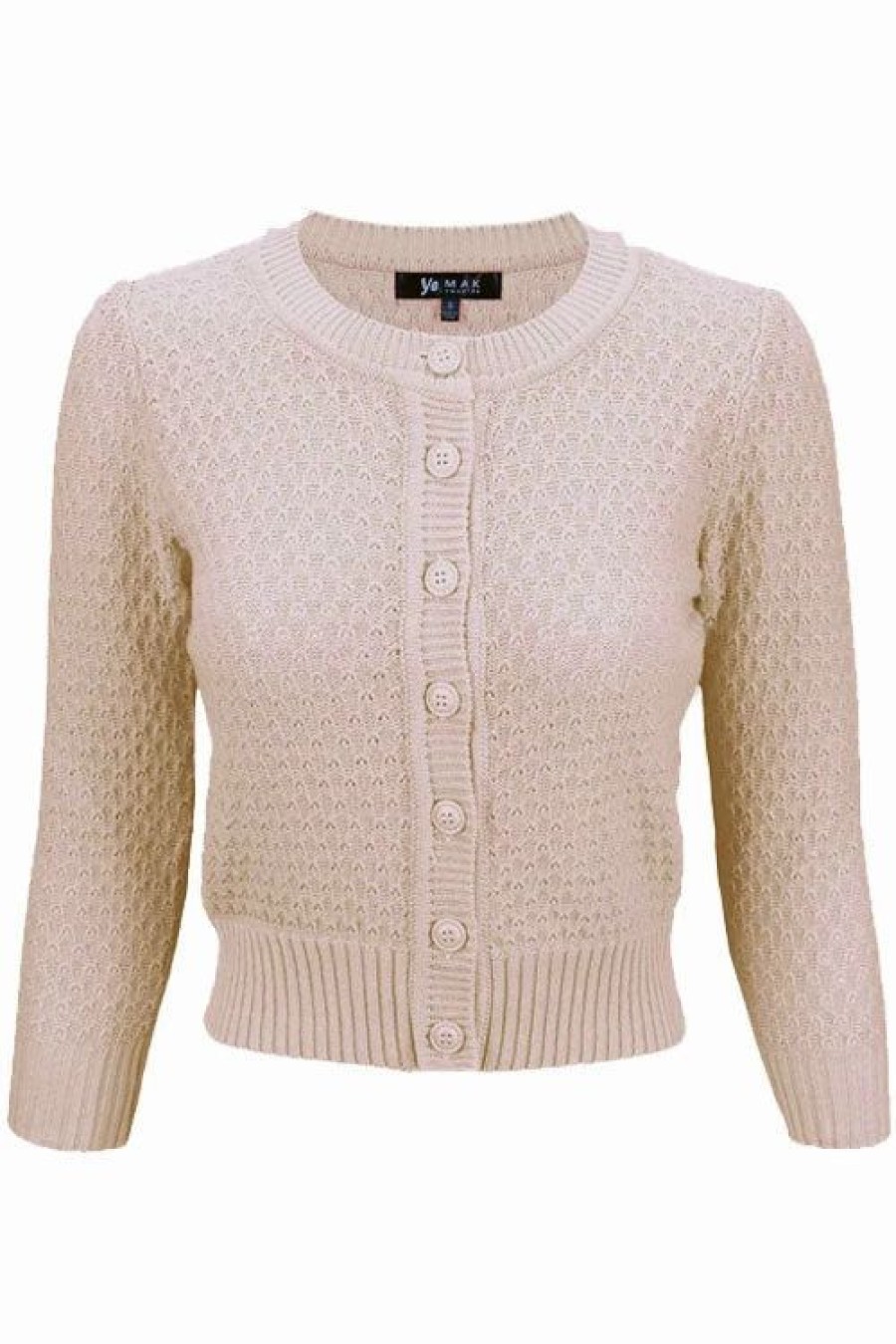 Cardigans | * Mak Sweaters Chunky Vintage Knit Cardigan With 3/4 Sleeves In Blush