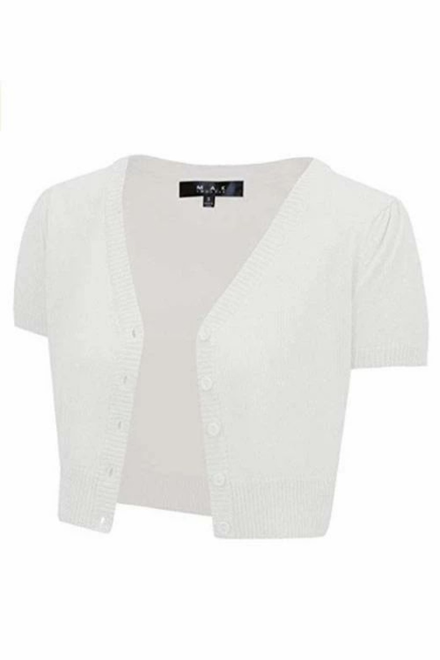 Cardigans | * Mak Sweaters Cropped Cardigan With Short Sleeves In White