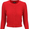 Cardigans | * Mak Sweaters Chunky Vintage Knit Cardigan With 3/4 Sleeves In Red