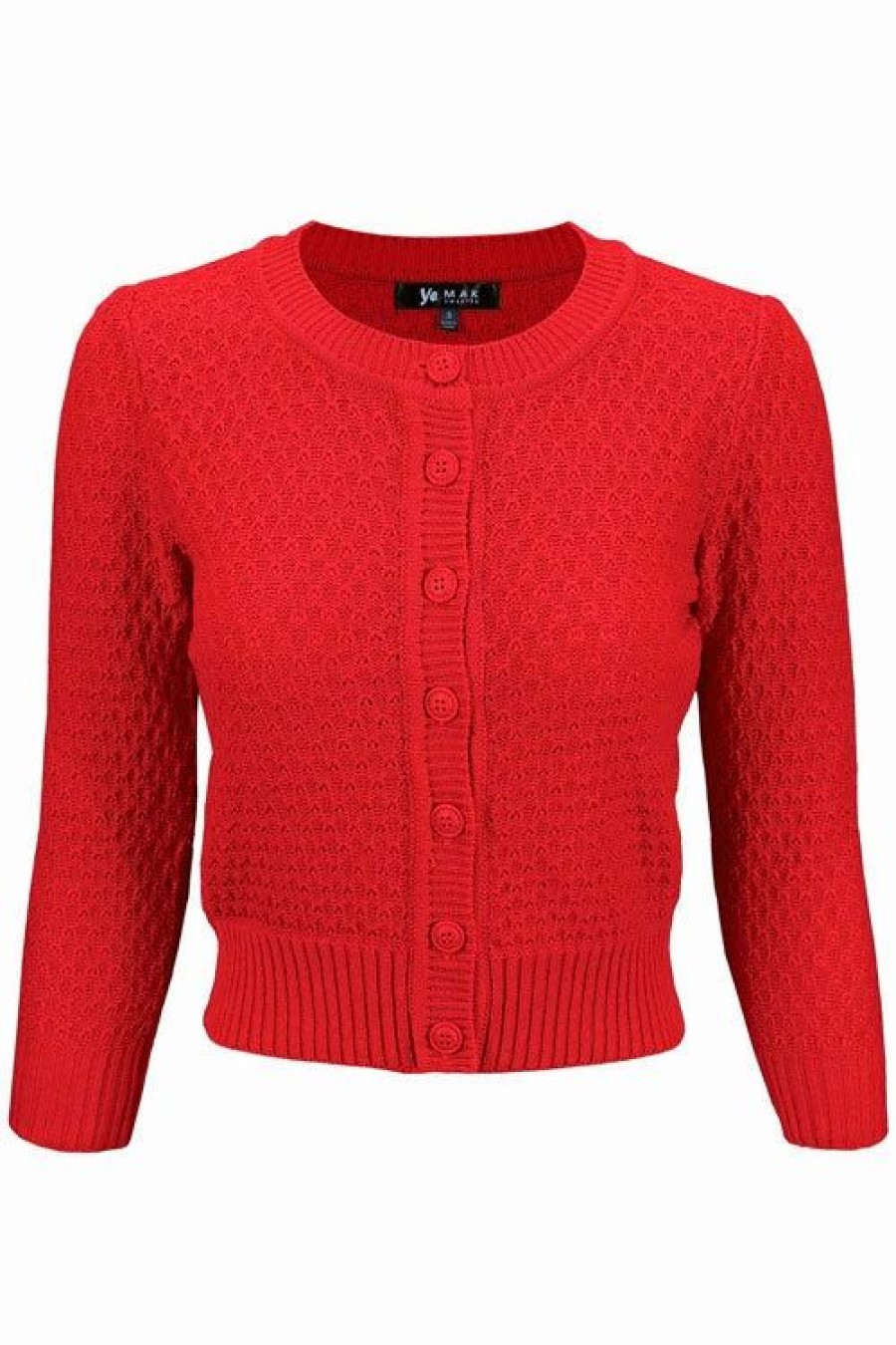 Cardigans | * Mak Sweaters Chunky Vintage Knit Cardigan With 3/4 Sleeves In Red